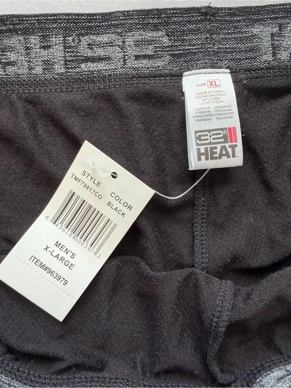 32 Degrees Black Thermal Base-Layer Pants